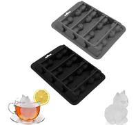 Cat Silicone Ice Cube Mold | 8-Cavity 3D Cat Shape Flexible Mold, Reusable Easy Demold | for Chilled Wine, Cocktails, Juice, Kitchen & Party Supplies (Black+Gray)