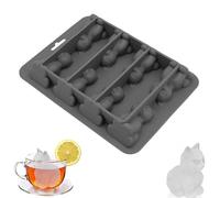 Cat Silicone Ice Cube Mold | 8-Cavity 3D Cat Shape Flexible Mold, Reusable Easy Demold | for Chilled Wine, Cocktails, Juice, Kitchen & Party Supplies (Gray)