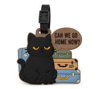 Cat Silicone Luggage Tag for Suitcases, Flexible Name Label with Adjustable Strap, Bag Identifier for Backpacks, School Bags and Pet Lovers, Homesick Travel Cat