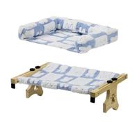 Cat Sill Window Perch Sturdy Hammock Window Seat with Double layer Perch, Wood & Metal Frame for Large Cats, Easy to Adjust Cat Bed for Windowsill, Bedside, Drawer and Cabinet (WHITE-BLUE, 15)