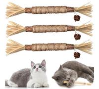 Cat Silvervine Chew Sticks - 3pcs Natural Cat Teeth Cleaning Catnip Toys for Indoor Cats & Kittens, Premium Silvervine Catnip Sticks for Teething, Stress Relief, Dental Health, Interactive Kitten Toys