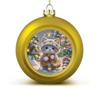 Cat Sing Christmas Carols Christmas Ball Ornament Shatterproof Hanging Ball Ornaments with String Decorative Christmas Baubles for Xmas Tree Home Wedding Holiday Party Decor Supply