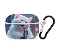 Cat Singer AirPod Pro Case, Anti Scratch Hard PC Cover with Keychain, AirPod Pro 2nd/1st Case Accessories for Women Men, White-Style