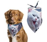 Cat Singer Dog Bandanas for Feeding Grooming, Triangle Pet Bibs Washable Pets Scarf for Cats & Dogs