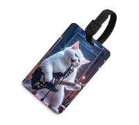 Cat Singer Luggage Tags Durable TPU Suitcase Tag with Info Card, Scratch-Resistant Bag Tags for Suitcases, Travel Bags & Backpacks, Easy to Identify, Black-style, One Size, classic