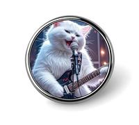 Cat Singer Round Badge for Men Women, Durable & Stylish Lapel Pins, Lightweight Metal Badges for Shirts, Jackets, Hats