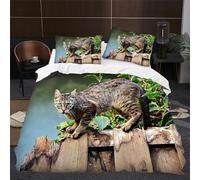 Cat Single Duvet Cover Sets Boy and Girl Bedding Set 3D Print Quilt Cover 135x200 cm Soft Microfiber Bed Sets with Zipper Closure and 2 Pillowcases z-4826