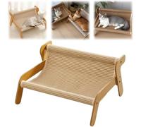 Cat Sisal Scratcher Chair,2 In 1 Scratching Chair Lounge Bed,Wooden Cats Board,Adjustable Lounger Indoor Pad For Pets And Small Dogs,For Sleeping(Linen style)
