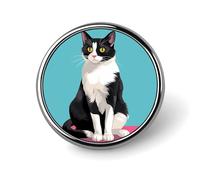 Cat Sit Down Backpack Pin Cute Brooch Decoration Brooches for Women Mens Lapel Pins for Suits Fashion Button Badges for Hat Backpacks Purses Jackets Shirt Suit Lapels-Circular