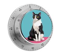 Cat Sit Down Kitchen Timers for Cooking 60 Minute Wind Up Timer, Magnetic Back, Visual Mechanical Timer with Loud Alarm, Manual Countdown Timers for Classroom Home Gym Tanning