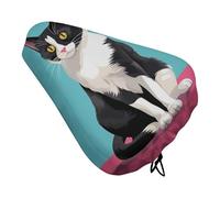 Cat Sit Down Waterproof Bike Seat Cushion with Drawstring for Women Men Soft Padded Bicycle Seat Cover for Comfort Wide Road Bike Saddles Universal Fit for Mountain Exercise
