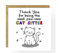 Cat Sitter Thank You Card, Paw-some Cat Sitter, From Cat, Thanks for being Awesome