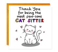 Cat Sitter Thank You Card, Paw-some Cat Sitter, From Cat, Thanks for being Awesome