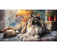 Cat-sitting-by-pink-peonies-in-countryside Recycled Paper Jigsaw Puzzle 1000 Pieces Great Gift Idea Educational Games for Women, Gifts for Men Beautiful Decoration Puzzle 38x26/1000pcs