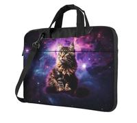 Cat sitting inside nebula Laptop Bag Shockproof Computer Carrying Case with Shoulder Strap Messenger Shoulder Bag Briefcase 14 inch