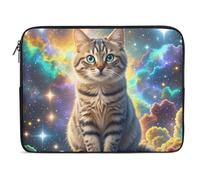 Cat Sitting Inside Nebula Laptop Sleeve 10-17 Inch - Ultra Slim Laptop Case Lightweight Neoprene Notebook Case Portable Computer Sleeve Bag