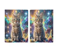 Cat Sitting Inside Nebula Passport Holder Passport Wallet PU Leather Passports Protective Cover Slim Travel Accessories