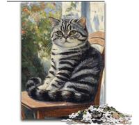 Cat Sitting on Chair Jigsaw Puzzles 1000 Pieces for Adults Teens, Decompressing Intellectual Educational Toy Educational Game for Birthday, Chrismas (size 26x38cm)