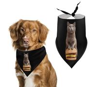 Cat Sitting on Hamburger Funny Dog Bandana Soft Triangle Pet Bibs Summer Puppy Scarf Tie Neckerchief for Dogs Cats Pets