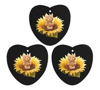 Cat Sitting on Sunflower 3 PCS Car Air Freshener Hanging Aromatherapy Tablets Automotive Ornament for Auto Room Bathroom Bedside Love form