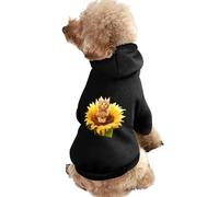 Cat Sitting on Sunflower Dog Hoodie for Dogs & Cats Breathable Long Sleeve Pet Sweatshirt Warm Dog Outfit