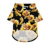 Cat Sitting on Sunflower Dog Shirt for Dogs & Cats Breathable Short Sleeve Pet T-Shirt Lightweight Dog Summer Tops XL