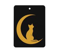 Cat Sitting on The Moon Car Aromatherapy Tablets Air Freshener Hanging Scented Cards for Rooms Bathrooms Wardrobe Square