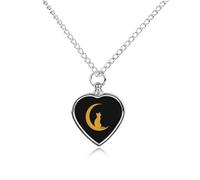 Cat Sitting on The Moon Pet Ashes Necklace Memorial Jewelry Dog Cat Keepsake Funeral Urn Pendant for Men Women