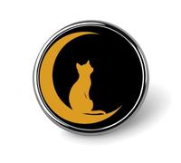 Cat Sitting on The Moon Round Brooch Pins Lapel Tie Badge Metal Memorial Button Pin Kit for Hat Shirt Clothing Bags Decor