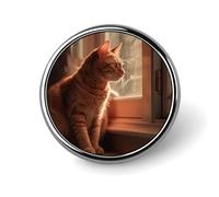 Cat Sitting on Windowsill Brooch Pins Lapel Pins for Men Women Badge Button Cover Decorative Jewelry Charms for Hats Bags Backpacks Suits Shirts Scarves Clothing Accessories Banquet Wedding Gift