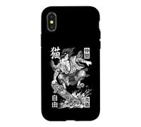 Cat Skateboarder Samurai Skateboarding Cats Kanji Case for iPhone X/XS