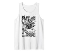 Cat Skateboarder Samurai Skateboarding Cats Kanji Tank Top