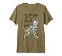 Cat Skeleton Spooky Halloween Night Poem Skeletal Cats Skull Premium T-Shirt