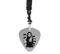 Cat Skull Death Guitar Pick Pendant Necklace for Acoustic Electric Bass Players Guitar Accessories Guitarist Gifts