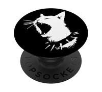 Cat Skull Punk Y2k Cute Creepy Kitty Goth Black Alt Gothic PopSockets Adhesive PopGrip