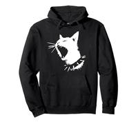 Cat Skull Punk Y2k Cute Creepy Kitty Goth Black Alt Gothic Pullover Hoodie