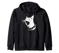 Cat Skull Punk Y2k Cute Creepy Kitty Goth Black Alt Gothic Zip Hoodie