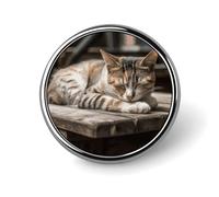 Cat Sleeping Badge,Comfort Light in Weight Round Emblem Cute Funny Decor Brooch Smooth Does Not Fade Badges for Hats Jackets Coat Shirt