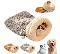 Cat Sleeping Bag Bed, Winter Soft Plush Sack Self Warming Cave Bed for Indoor Cats, 360° Warm Semienclosed Fluffy Tunnel Hideaway Pet Snuggle Sack for Cats Perfect Winter Shelter (grayL) (gray L)