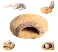 Cat Sleeping Bag, Cat Winter Sleeping Bag for Indoor Cats, Self Warming Cat Bed Cave, Semienclosed Soft Plush Large Cat Sack Covered Cat Bed with Cave for Kitten Puppy (Khaki, M-23.6x19.7x6.3in)