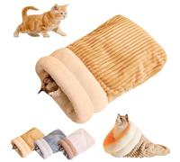 Cat Sleeping Bag Cat Winter Warm Sleeping Bag Selfs Warming Cat Bed Calm and Cozy Cat Wrap Burrowing Cozy Soft Comfortable Bed for Indoor Outdoor Pets (L,Brown)