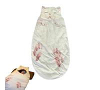 Cat Sleeping Bag,Cats Shaped Plush Floor Lounger for Adults,Plush cat Envelope Sleeping Bag,Washable Warm Blanket for Camping,Travel,Sleepovers & Home Lounging (C)