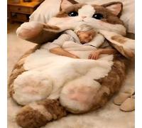 Cat Sleeping Bag for Adults,68.9'' Washable Cozy Warm Cat Plush Sleeping Bag for Human,Adorable Cats Envelopes Sleeping-Bags Gifts for Womens Mens,Cute Animal Shaped Warm Blanket Camping Home Loungin
