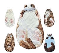 Cat Sleeping Bag for Adults - Fluffy Cat Shaped Sleeping Bag with 3D Print, Soft Cotton-Blend Blanket for Camping, Travel & Home, Washable Cozy Sleep Sack for Cats Lovers - Easter Gift (175 x 80 cm)