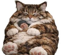Cat Sleeping Bag for Human - 80"x31" Giant Fluff-y Cat Sleeping Bag for Adults,Adorable Cats Envelopes SleepingBag,Washable Warm Plush Floor Lounger With Soft Lining For Indoor Or Camping (D)