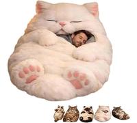 Cat Sleeping Bag for Human - 80"x31" Giant Fluff-y Cat Sleeping Bag for Adults, Adorable Cats Envelopes SleepingBag, Washable Warm Plush Floor Lounger with Soft Lining, for Indoor & Camping (D#)