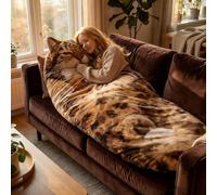 Cat Sleeping Bag for Humans, Fluffy Adult Animal Bags, Giant Plush Envelope Design, Soft Warm Lounging Blanket, for Camping & Sleepovers, Machine Washable(C)