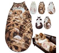 Cat Sleeping Bag for Humans,Plush Cat Print Adult Sleeping Bag,Giant Plush Envelope Design with Soft Flannel Lining Self,for Camping,Sleepovers & Home Lounging,Washable Warm Blanket 175x80cm (C)