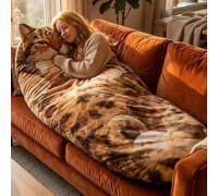 Cat Sleeping Bag for Humans,Plush cat Print Envelope sleeping bags,Fluffy Cat Sleeping Bag for Adults,Adult Soft Sleeping Bags for Camping,Sleepovers & Home,Washable Warm Blanket (B)