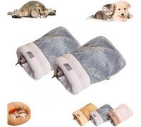 Cat Sleeping Bag for Indoor Cats Cozy Winter Cats Sleeping Bags Soft Plush Cat Sack Self Warm Pet Bed Cave Kittens Tunnel Pet Hideaway Calming Bed for Kittens (Grey +Grey, L-21.3x17.7in)